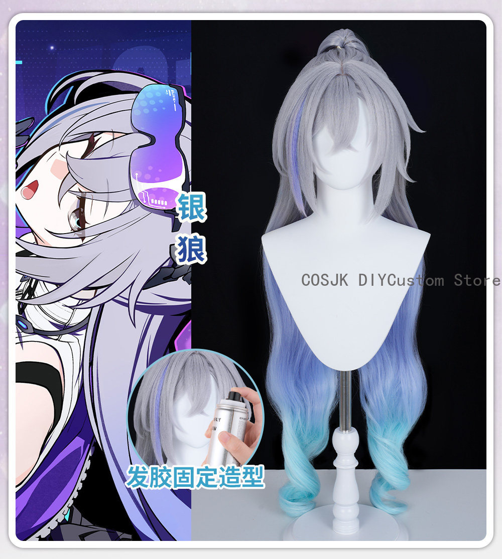 Party Games Cartoon - Peluca de Cosplay de Silver Wolf
