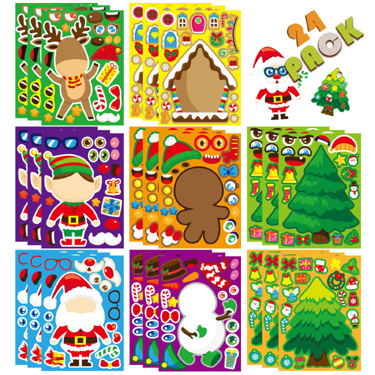 Party Games Phone - Pegatinas de rompecabezas navideños Kawaii, dibujos