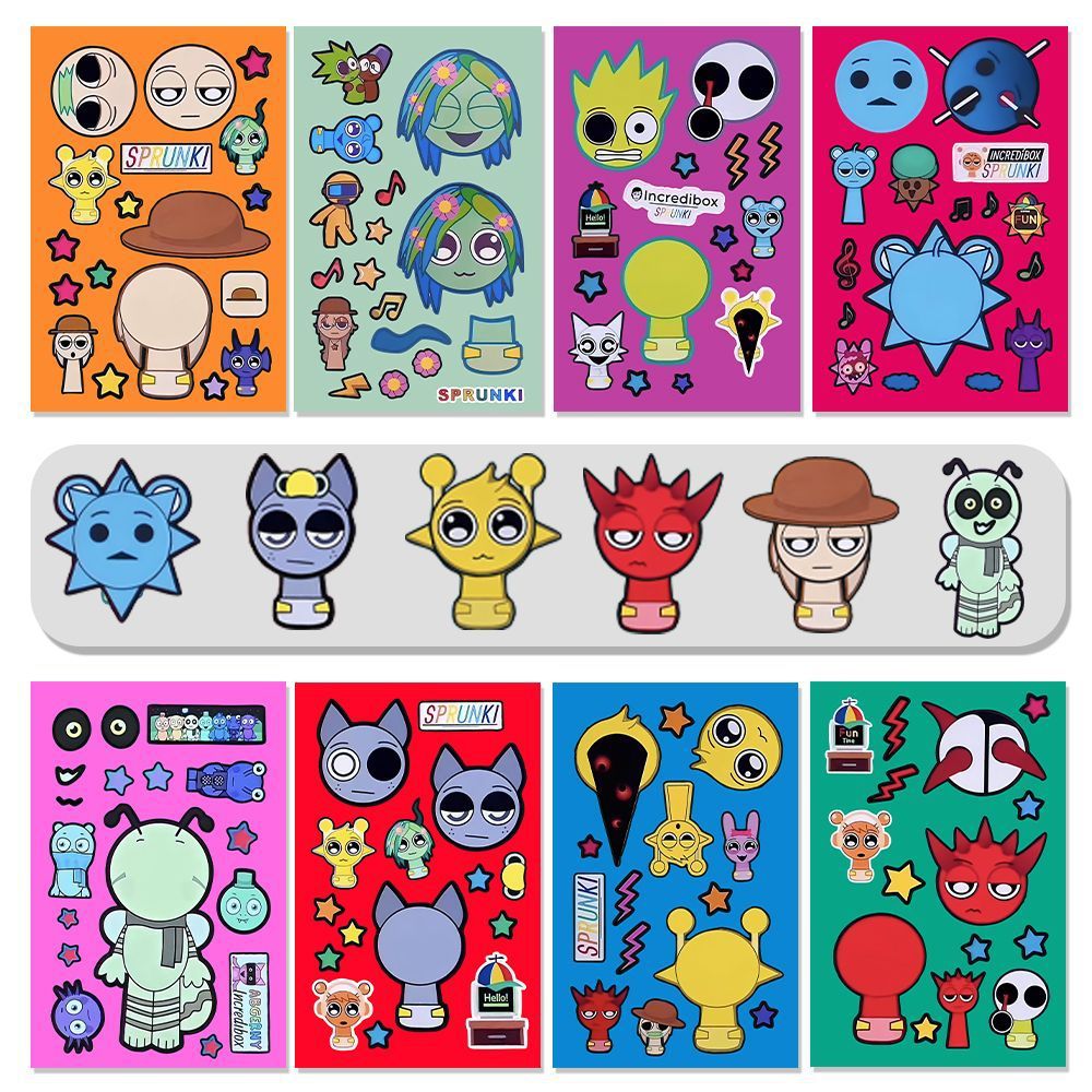 8/16/24 hojas de pegatinas Spr - Party Games Cartoon reseña y precio